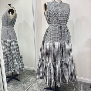 Uniqlo Gingham Sleeveless Midi Dress - Black & White M